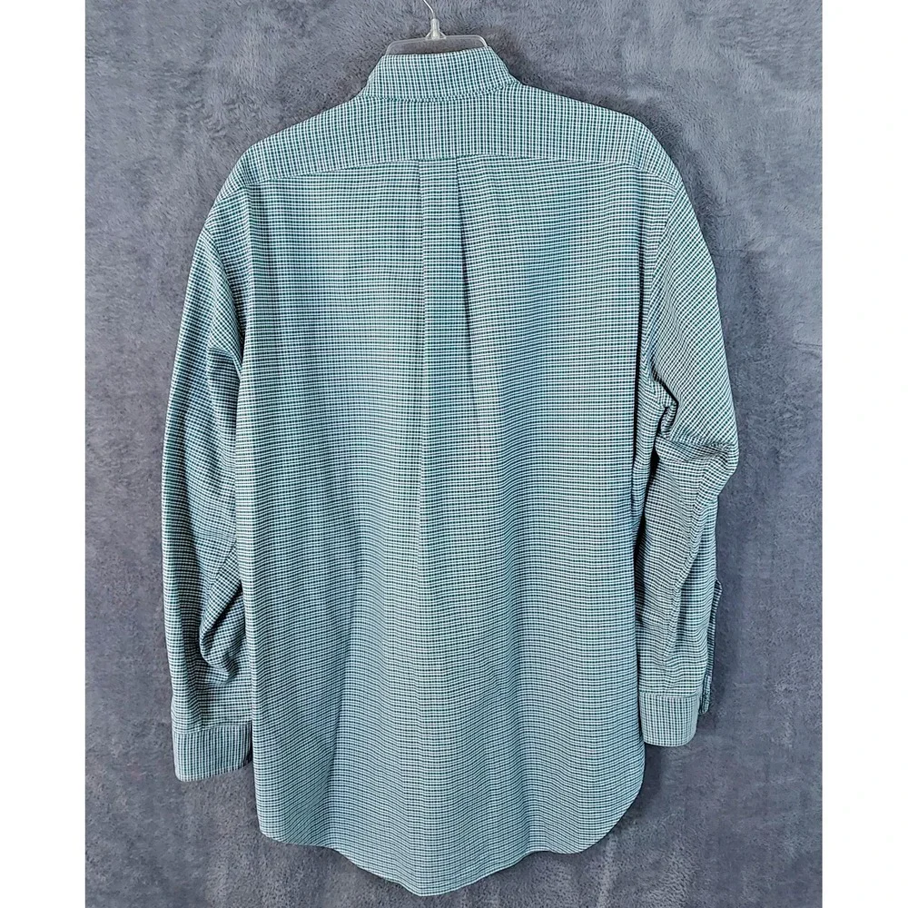 Ralph Lauren Yarmouth Cotton Oxford Mens 15.5 32-33 Green Check Flesh Pony Shirt